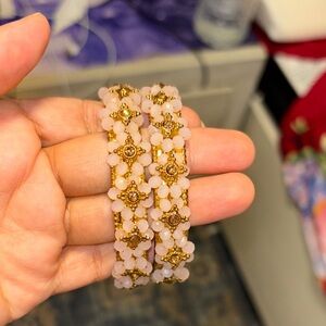 Elegant Gold and Pink Beaded Bracelets